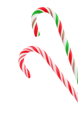 Group 1321317505 Three candy canes with red, white, and green stripes on a white background.