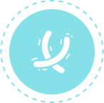Group 32 (2) A cyan circle with two white, curved, intersecting lines in the center. The circle has a dashed border.